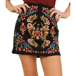 Umgee heavily Embroidered boho skirt Large